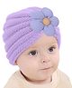Bembika Wool Flower Designed Winter Beanie Cap - Purple