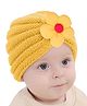 Bembika Wool Flower Designed Winter Beanie Cap - Yellow