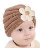 Bembika Wool Flower Designed Winter Beanie Cap -  Khaki