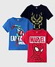 KUCHIPOO Pack Of 3 Marvel Featuring   Half Sleeves Spiderman & Captain America Printed Cotton T Shirts -  Red Black & Blue