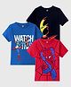 KUCHIPOO Pack Of 3 Marvel Featuring Half Sleeves Superheroes Printed Tees - Red Black & Blue