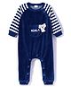 Babyoye Velour Knitted Full Sleeves Solid Dyed Winter Wear Romper With Koala Patch- Dark Blue
