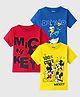 KUCHIPOO Pack Of 3 Mickey & Friends Featuring Half Sleeves Characters  Printed Cotton T Shirts - Red Yellow & Blue