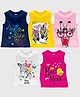 KUCHIPOO Pack Of 5 Sleeveless Butterfly & Zebra Printed Cotton T Shirts - Multi Colour