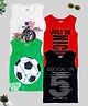 KUCHIPOO Pack Of 4 Sleeveless Bike & Football Printed Cotton T Shirts - Multi Colour