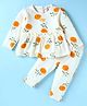 WOW Clothe Interlock Knit Full Sleeves Floral Printed Top & Leggings - Orange