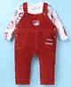 WOW Clothes Interlock Knit Full Sleeves T-Shirt With Dungaree  Lion Printed - Maroon