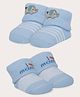 Baby Moo Cotton Pack Of 2 Animal & Text Designed Anti Skid Socks - Blue