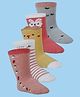 Baby Moo Pack Of 5 Floral Printed  Anti Skid Socks - Red Peach & Yellow