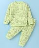 Wow Cothes Cotton Knit Full Sleeves Night Suit With Animals Print - Light Green