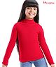 Honeyhap Premium Cotton Elastane Rib & Full Sleeves Solid Colour Top with Bio Finish - High Risk Red
