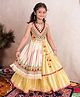 Halemons Pure Cotton Halter Neck Abstract Embroidered Double Layered Lehenga Choli - Yellow
