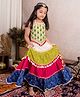 Halemons  Pure Cotton Sleeveless Peacock Feather Detailed & Bandhani Designed  Lehenga Choli - Green