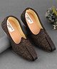 Little Palz Intricate Weave Self Textured Mojaris - Dark Brown