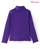 Honeyhap Premium Cotton Elastane Full Sleeves Solid Colour Top with Bio Finish - Purple
