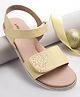Pine Kids Sandals with Velcro Closure and Heart Applique- Yellow
