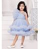 Ministitch Sleeveless Floral  Detailed & Shimmered Layered Dress - Blue