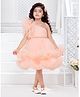 Ministitch Sleeveless Floral Detailed & Stone Embellished Layered Dress - Peach