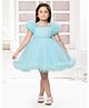 Ministitch Sleeveless Ruffle Detailed & Stone Embellished Pleated Yoke Dress - Blue