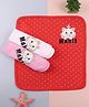 Babyhug Disney Interlock Knit Wash cloth with Marie Graphics Pack of 3 L 30 x B 30 cm - Red Pink & White