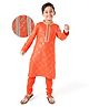 EARTHY TOUCH Single Jersey Knit Full Sleeves Kurta & Pajama Set Foil Print - Orange
