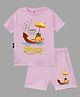 The Peppy Tend 100% Cotton Onam Theme Half Sleeves Happy Onam Text Printed Tee & Shorts Set - Pink
