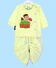 The Peppy Tend 100% Cotton Onam Theme Full Sleeves My First Onam Text Printed Dhoti Kurta Set - Yellow