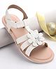 Pine Kids Sandals With Velcro Closure With Floral Applique- White