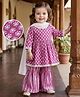 Babyoye Cotton Woven Three Fourth Sleeves Kurta Gharara Set with Dupatta Floral Print - Fuschia