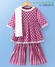 Babyoye Cotton Woven Three Fourth Sleeves Kurta Gharara Set with Dupatta Floral Print - Fuschia