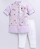 LITTLE COLLARS Full Sleeves  Floral Printed Kurta Pyjama & Jacket Set - Lavender