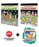 Cityscape and Countryside - Adult Colouring Book with 12 Colour Pencils + 1 Sharpener : Art Therapy Coloring Book, Creative Coloring Fun, Coloring kit for Adults | Pack of 2 Adult colouring books - English
