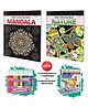 Mandala and Nature-Adult Colouring Book with 12 Water Colour Sketch Pens &12 Colour Pencils +1 Sharpener : Colouring book for Adults,Creative Coloring Fun,Adult Colouring Kit|Pack of 2 Colouring Books - English