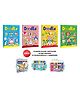 Doodle Colouring for kids - Blue, Pink, Yellow and Green Edition with 10 wax crayons,12 water colour sketch pen &12 colour pencil+Sharpner:Kids colouring book for Young Minds|Pack of 4 Colouring Books -English