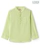 Babyhug Cotton Linen Woven Full Sleeves Mandarin Collar Solid Kurta Shirt -Lime