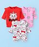 Babyhug Disney Interlock Knit Full Sleeves Rompers with Frill Detailing &  Aristocats Marie Graphics Pack of 3 - Pink Red & White
