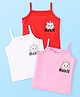 Babyhug Disney Cotton Knit Singlet Sleeves Slips with Aristocats Marie Graphics & Badge Detailing pack of 3 - Pink White & Red