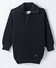 Smarty Boys 100% Cotton Flatknit Full Sleeves Pullover Sweater With Polo Neck & Solid Colour - Black