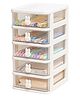 House of Quirk 5 Tier Transparent Cosmetic Jewelry Box Office Desktop Drawer Storage Box Plastic Multi Layer Small Storage Box-White