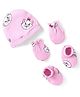 Babyhug Disney Interlock Knit Cap Mittens & Booties With Marie Graphics Pink - Diameter 10 cm