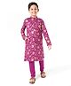EARTHY TOUCH Single Jersey Knit Full Sleeves Floral Printed Kurta Pyjama Set - Purple