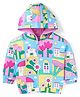 Babyhug Cotton Knit Full Sleeves Hooded Sweatshirt with Floral Print - Pink Blue & Yellow