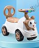 Baby Panda Deluxe Ride-On with LED Lights & Music and Under Seat Storage - White