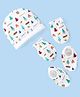 Babyhug Cotton Cap Mittens & Booties with Forest Print White - Diameter 11cm