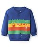 Doodle Poodle 100% Cotton Light Weight Looper Knit Color Block Sweatshirt with Animals Print - Blue