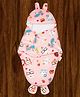 Mittenbooty Bunny Wrapper or swaddle in holland velvet Love print Pink