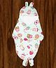 Mittenbooty Bunny Wrapper or swaddle in holland velvet cupcake print Green