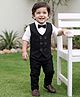 Robo Fry Lycra Knit Full Sleeves Solid Colour 3 Piece Party Suit With Bow - Black