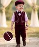 Robo Fry Cotton Lycra Full Sleeves Three Piece Party Suit With Hat - Maroon