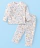 Babyhug Cotton Knit Full Sleeves Night Suit With Animals Print - White
